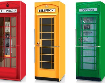 Fridge Vinyl Sticker *Red Phone Booth**Yellow Phone Booth**Green Phone Booth*/Self-Adhesive Vinyl Refrigerator Decal