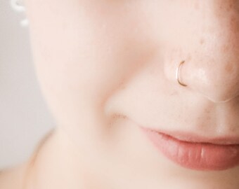 SALE SALE Fine Gold Nose Ring, Thin Gold Nose Ring, Gold Nose Piercing, Modern Jewelry, Minimalist Jewelry, cartillage Ring, 22 gauge