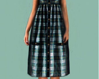 Country dress, 4 patterns in 4 different sizes