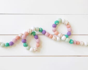 Unicorn Felt Ball Garland, Bunting, Banner - 50 Balls