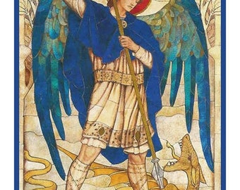 SPRING SALE Arch Angel Michael by Powell and Sons ( White Friars Glass Co.) Counted Cross Stitch Chart Pattern