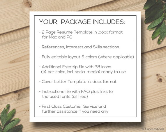 resume and cover letter template resume instant download