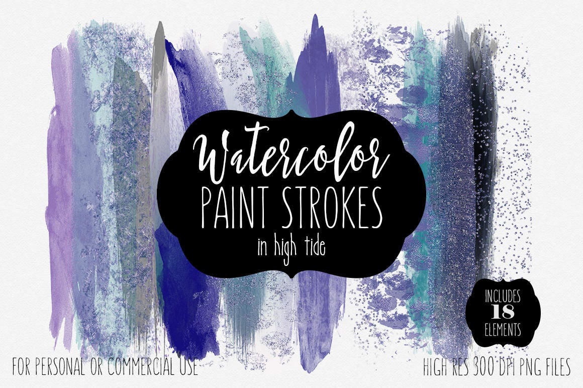 Download OCEAN WATERCOLOR BRUSH Strokes Clipart Commercial Use Clip ...