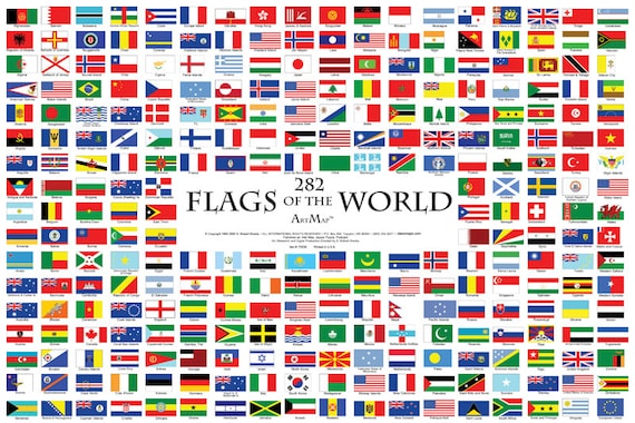 282 Flags of the World Wall Map Poster