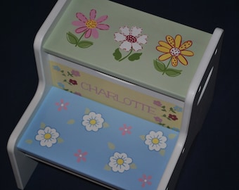 Kids Personalized 2 Step Stool - PB Multi Floral