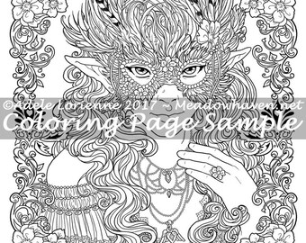 Art of Meadowhaven Fantasy Coloring Page Download: "Masquerade"