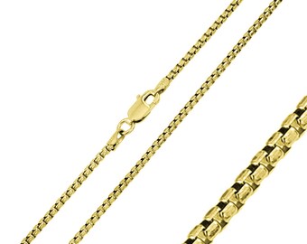 1mm 925 Sterling Silver Italian Box Chain Necklace / Gold Plated made in italy(PLBOX100GP)