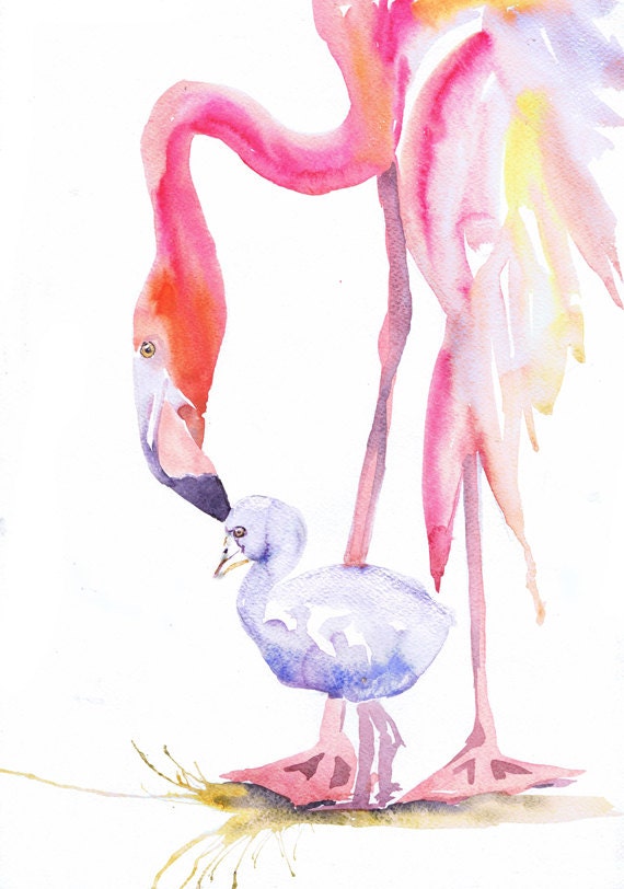 mommy and baby flamingo clipart