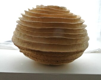 Yellow Stoneware handmade spiral vessel