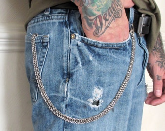 Chainmail wallet chain, mens accessories, stainless steel Half Persian 4 in 1