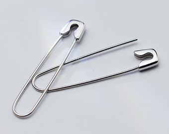 Sterling Silver Safety Pin Earrings, Punk Earrings, Goth Earrings, Sterling Silver Earrings, Safety Pin Jewelry, Tailor, Seamstress, Rebel
