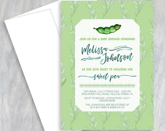 Sweet Pea Baby Shower Invitation, Two Peas in a Pod, Twin Baby Shower, Pea in the Pod, Its a Girl, Its a Boy, Pea in a Pod Shower