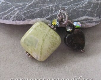 Yellow Jasper Pyrite Gemstone Optimism Healing Charm Pendant by Cornerstoregoddess