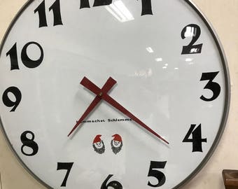 1960's MCM Vintage Hammacher Schlemmer Wall Clock with Elves