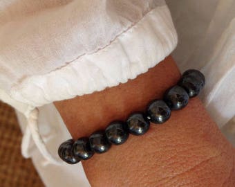 crystal healing jewelry, magnetic hematite bracelet, yoga jewelry, gift for her