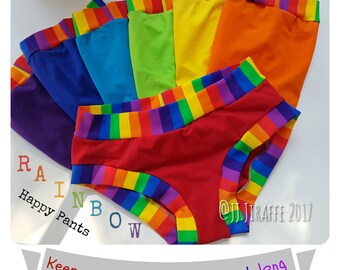 Kids Happy Pants, set of 7 Rainbow briefs girls boys unisex underwear bright handmade