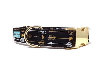 Golden Arrow Dog Collar | Available in 4 widths | Metallic Gold Arrow Collar