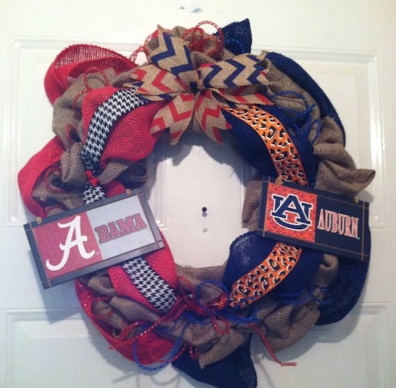 Alabama Crimson Tide - Auburn Tigers - House Divided - Roll Tide - War Eagles - SEC - Nick Saban- House Divided Wreath - Front Door Decor