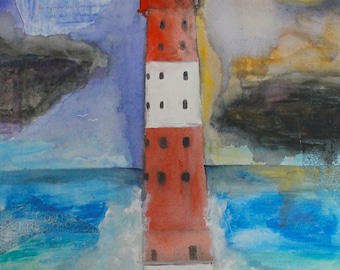 Lighthouse Print A4 Mixed Media Art Leuchtturm