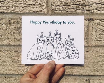 Happy Purrr-thday to You - Birthday Card - Cat Lovers