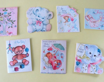 7 Vintage New Baby Gift Cards