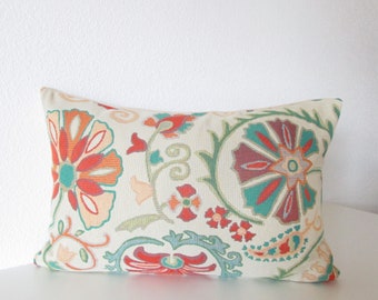 Busy Petal Pool - colorful suzani - Floral - decorative lumbar pillow cover