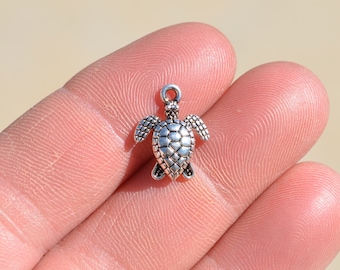 10 Silver Turtle Charms SC1052