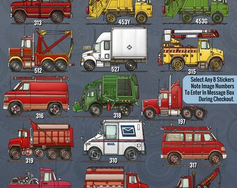 Whimsical Temporary Tattoo pack of 16 kids Truck Boys party favor playroom game Fun with water kid activity cute work truck lover gift