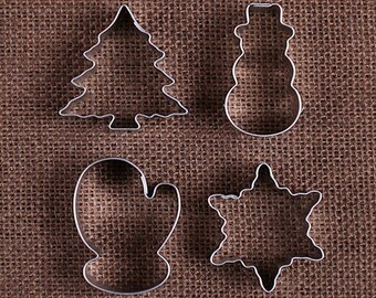 Christmas Cookie Cutter Set, MINI Christmas Cookie Cutters, Mini Snowman Cookie Cutter, Mini Mitten Cookie Cutter, Mini Tree Cookie Cutter