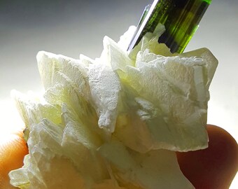 51 Gram Top Quality Terminated & Undamaged Green Cap Tourmaline crystal On Flower Feldspar