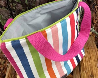 Striped Insulated Lunch Bag