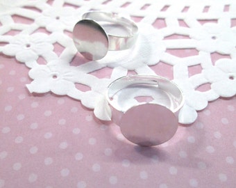 12mm Adjustable Ring Blanks, Silver Plated, Pick Your Amount, A62