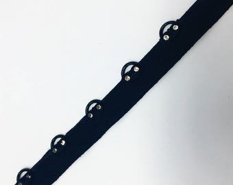1/2" Black Eyelet Grommet Crystal Rhinestone Tape by Yard