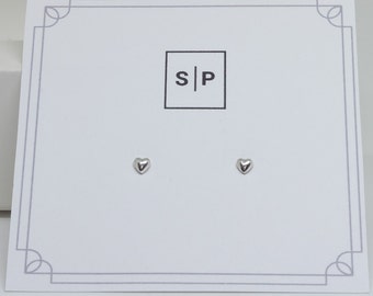 Tiny Heart Stud Sterling Silver Earrings, Basic Minimal Earrings, Unisex Studs, Tiny Jewelry , 3mm Studs, Geometric , 3D Shaped Earrings