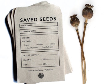 Seed Saving Envelopes | Heirloom Gardening | Recycled Paper and Soy Ink