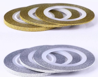 Gold Silver Glitter Striping Tape Nail Art Nail Decoration