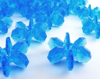 Starflake Beads Plastic Light Blue Capri Large Lot of 20