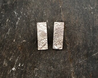 Statement Earrings, Silver Studs, Sterling Silver, Rectangle Studs, Modern Design, Minimal Silver Earrings, Handmade Stud Earrings