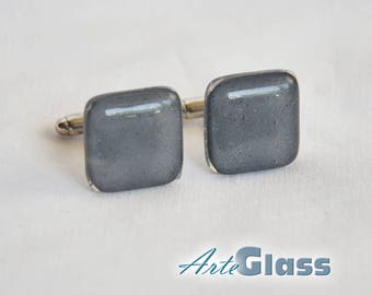 Cufflinks handmade painted grey, square