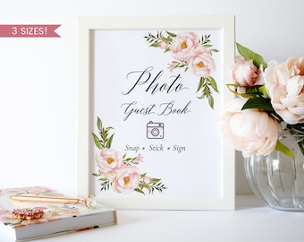 Photo Guest Book Sign,Wedding Photo Guest Book Printable,Photo Guest Book Wedding,Polaroid Guest Book Sign,Floral Photo Guest Book Sign,PDF