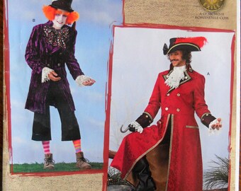 Simplicity 2333. Pirate coat pattern. Captain Hook costume pattern. Mad Hatter pattern. 18th century men's frock coat pattern. Size XS - M.