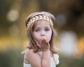 Bohemian headband - gold leaf headband - boho headband - newborn headband - baby girl headband - baby headband - toddler headband