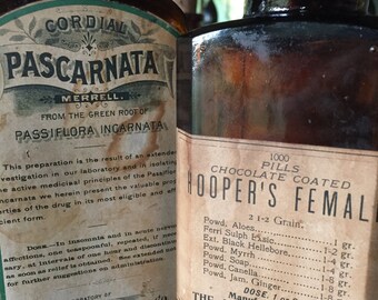 Pair - Vintage Apothocary bottles - circa 1906