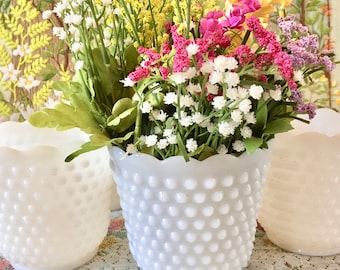 Vases Milk Glass Vases Milk Glass Bowl Milk Glass Planter Hobnail Glass White Vases Wedding Centerpieces Wedding Vases Herb Planter Pot Each