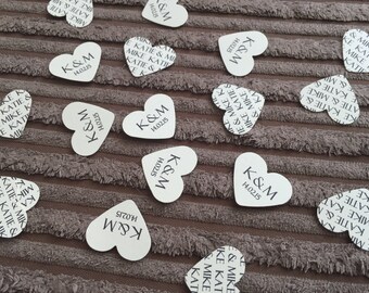 150 Personalised Wedding Heart Confetti Favours - Initials & Names/any wording