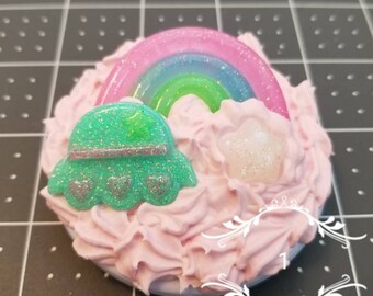 Decoden Compact mirror with rainbow and ufo