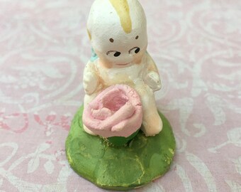 Little Vintage Chalkware Kewpie with Rose