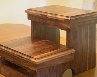 Wood Step Stool for kids in Butternut or Walnut Wood