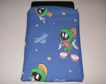 Marvin Martian Looney Tunes cartoon handmade zipper fabric 7" mini ipad Galaxy Kindle Fire Nexus case sleeve cover pouch tablet