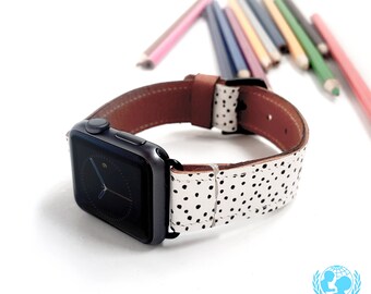 Dalmatian Apple Watch Band 38mm, 42mm//Handmade Apple Watch Strap iWatch Band iWatch Strap Wearable Tech Christmas Gift For Her/Him